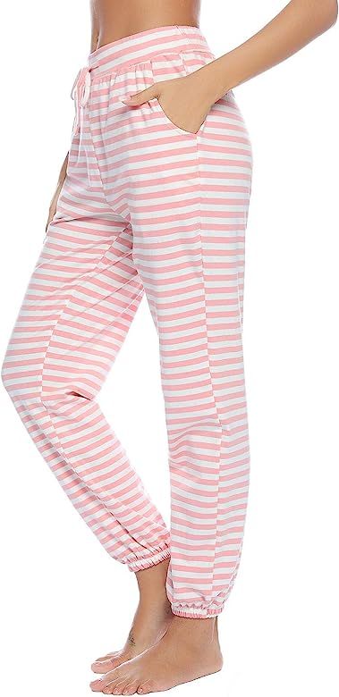 Women's Cotton Pajama Pants Stretch Lounge Pants with Pockets Pajama Bottoms | Amazon (US)