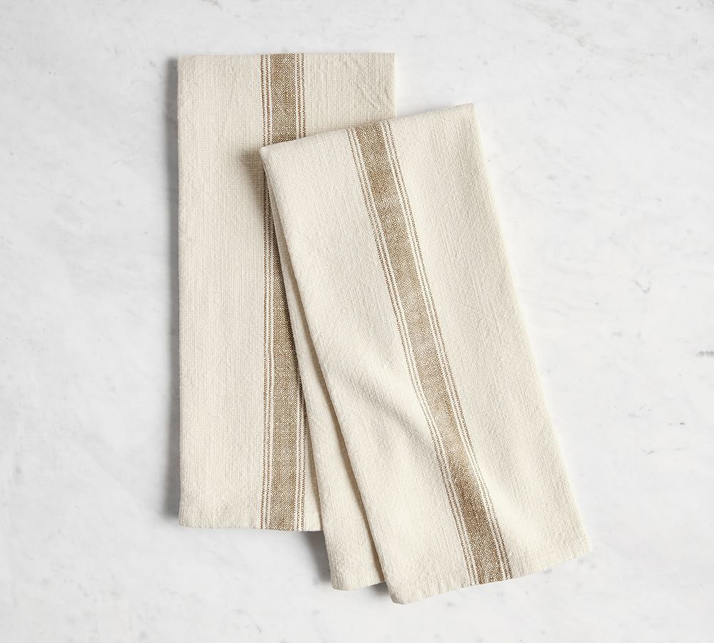 French Striped Organic Cotton Grain Sack Tea Towels - Set of 2         Limited Time Offer $25.50$... | Pottery Barn (US)