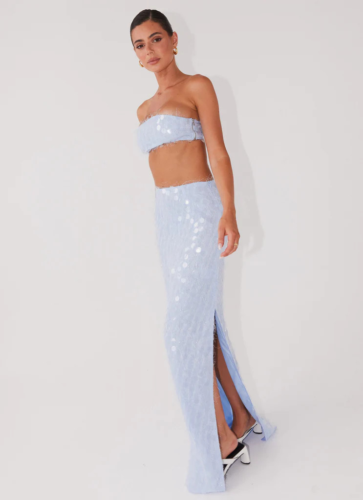 Kyleigh Textured Sequin Maxi Skirt - Lavender Mist | Peppermayo (Global)