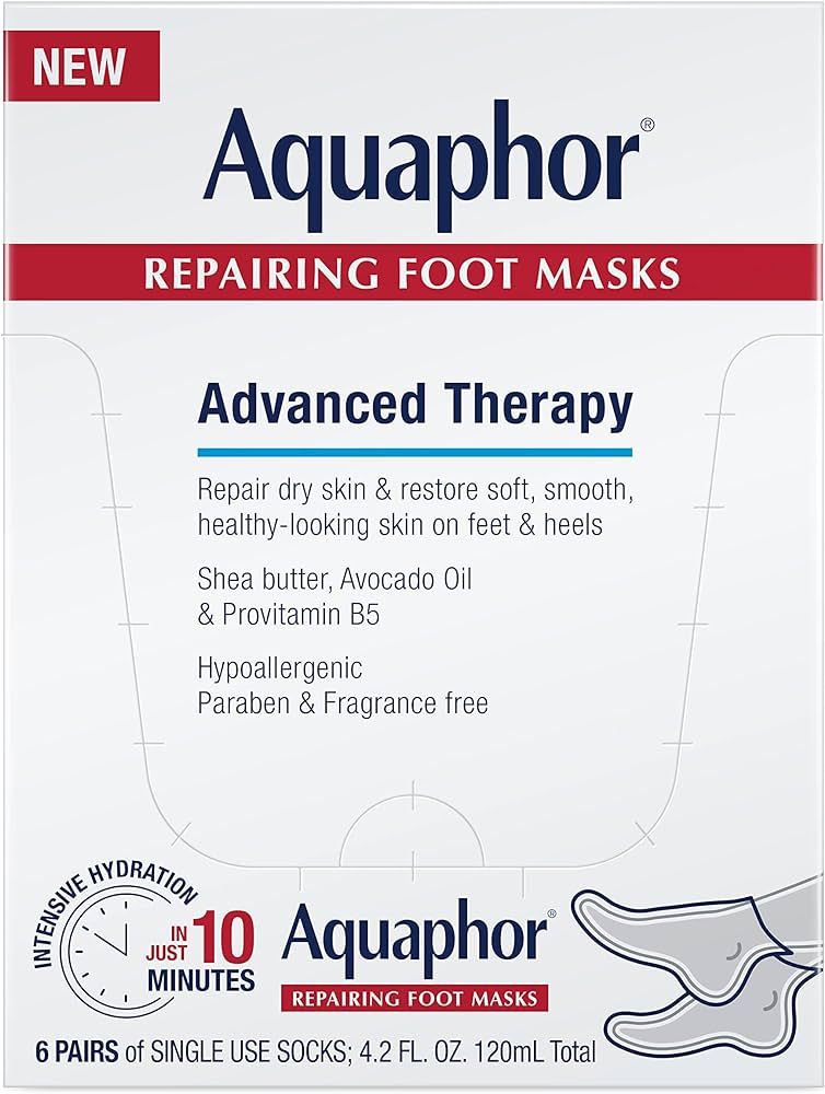 Aquaphor Repairing Foot Masks, Moisturizing Socks for Dry Feet, Hydrating Foot Care Treatment wit... | Amazon (US)