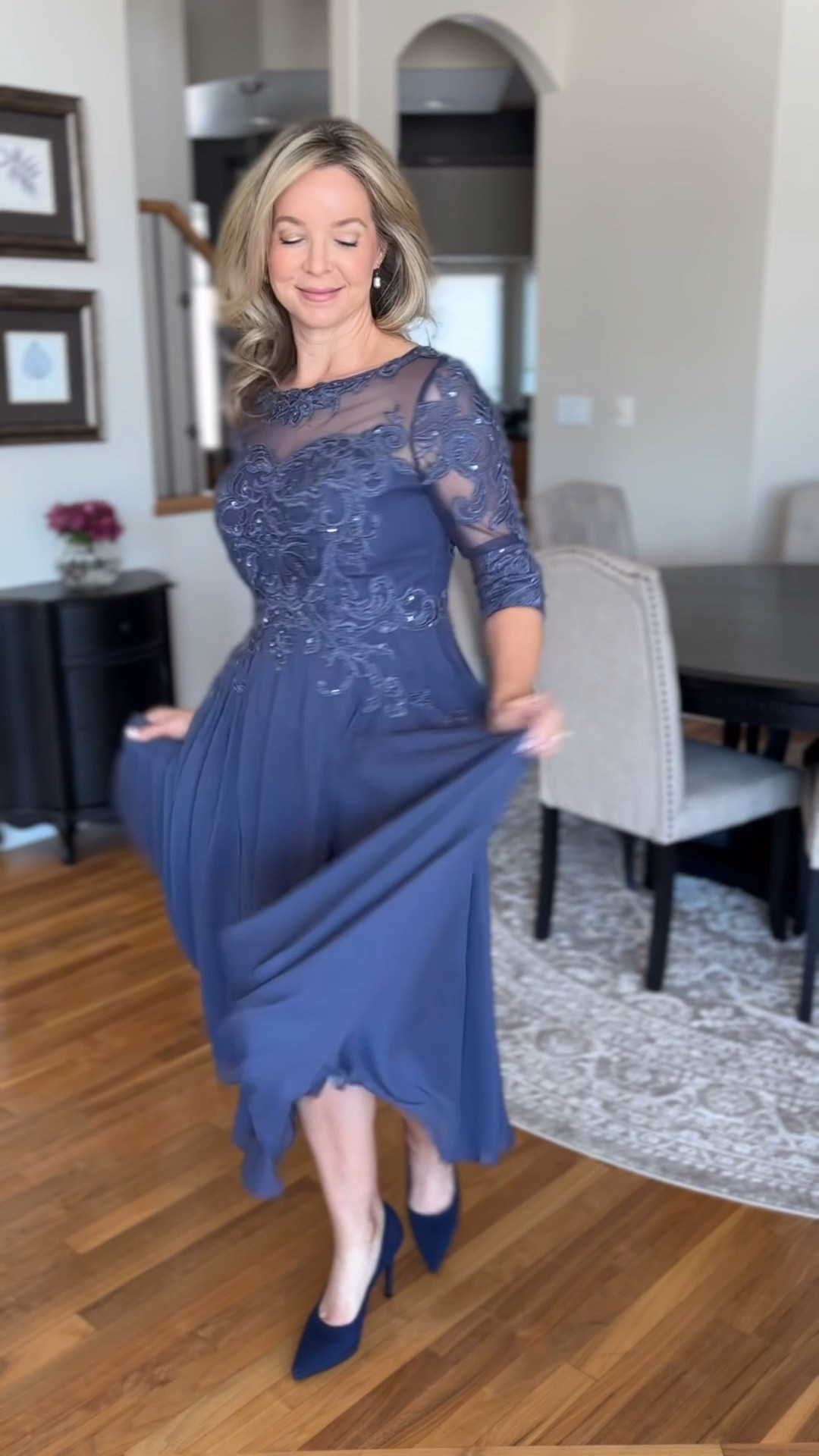 The movement in this skirt is everything!✨Finding a Mother of the Bride/Groom dress that is elegant, comfortable, AND timeless can feel impossible. This gorgeous chiffon and lace dress from @jjshouseofficial is an absolute dream. The details are stunning and it makes you feel so graceful.✨Use code KA0224 for 10% off your order 

Search “Leanna” on the JJs House website.
Wearing the color Stormy

#LTKWedding #LTKmomlife #LTKspringtrends
