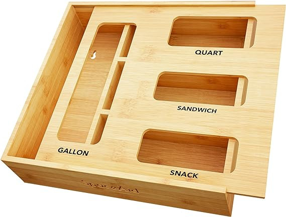 SpaceAid Bag Storage Organizer for Kitchen Drawer, Bamboo Organizer, Compatible with Gallon, Quar... | Amazon (CA)