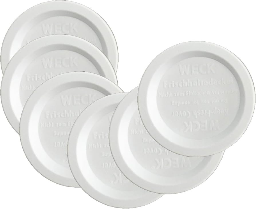 Weck Jar Keep Fresh Plastic Lids, 6 PACK (Small = 60mm). Fits models 080, 755, 760, 762, 902, 763... | Amazon (US)
