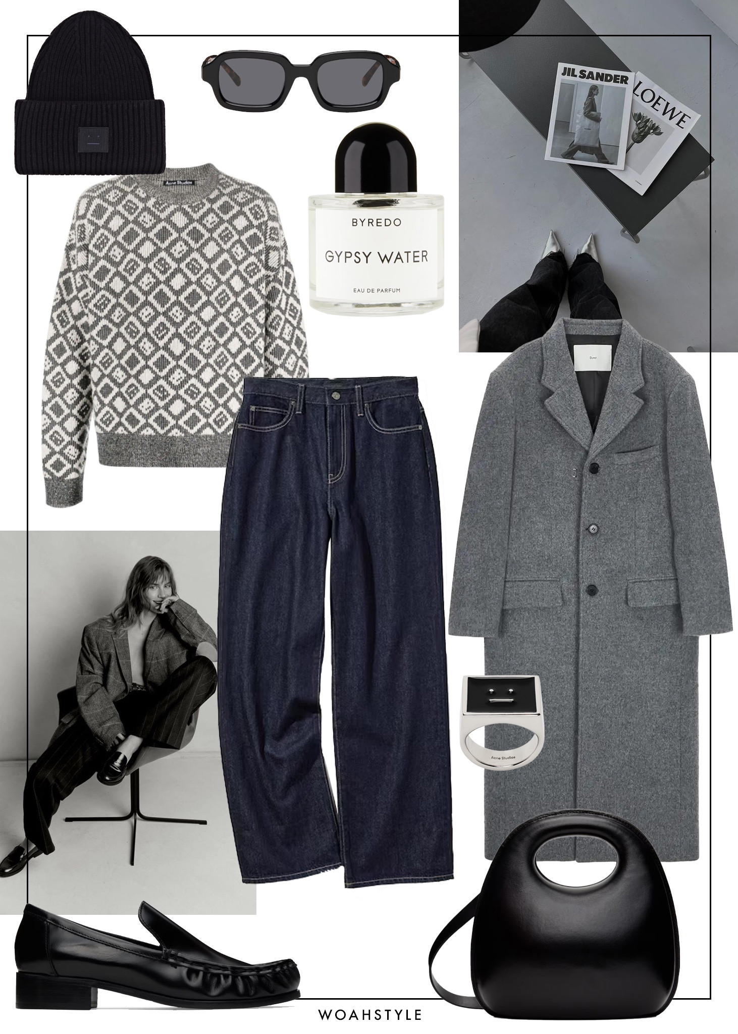 Menswear inspired winter outfit. The Acne Studios sweater is currently on sale - as is the Dunst coat from WConcept - use code Nathalie2023 for 10% off. 

#LTKshoecrush #LTKitbag #LTKsalealert