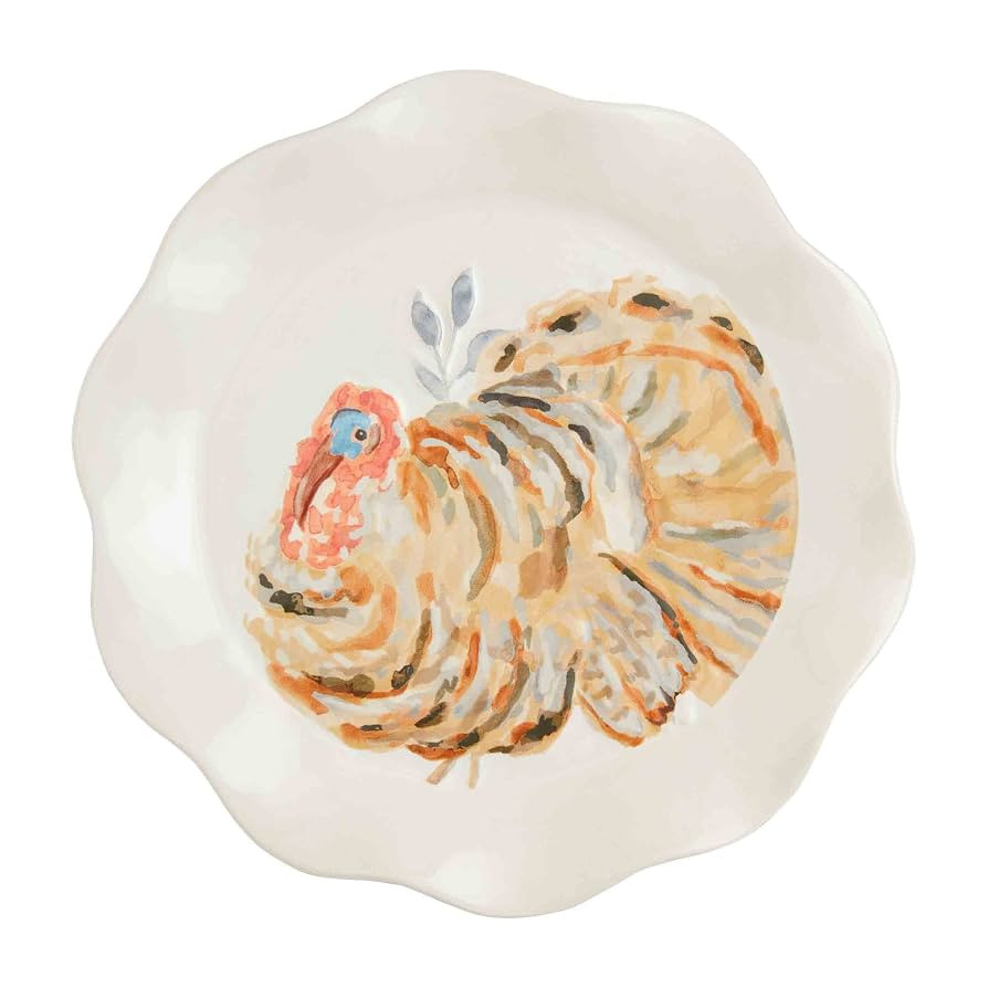 Mud Pie Thanksgiving Salad Plate, Turkey, 8" dia, 1 pc. only | Amazon (US)