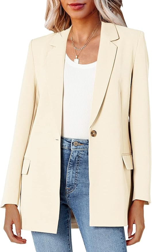 Womens Oversized Casual Blazers Open Front Long Sleeve Work Office Jackets Blazer | Amazon (US)