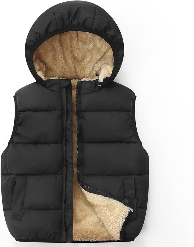 Achiyi Toddler Winter Puffer Vest Fleece Hooded Sleeveless Jacket Padded Down Waistcoat Outwear f... | Amazon (US)