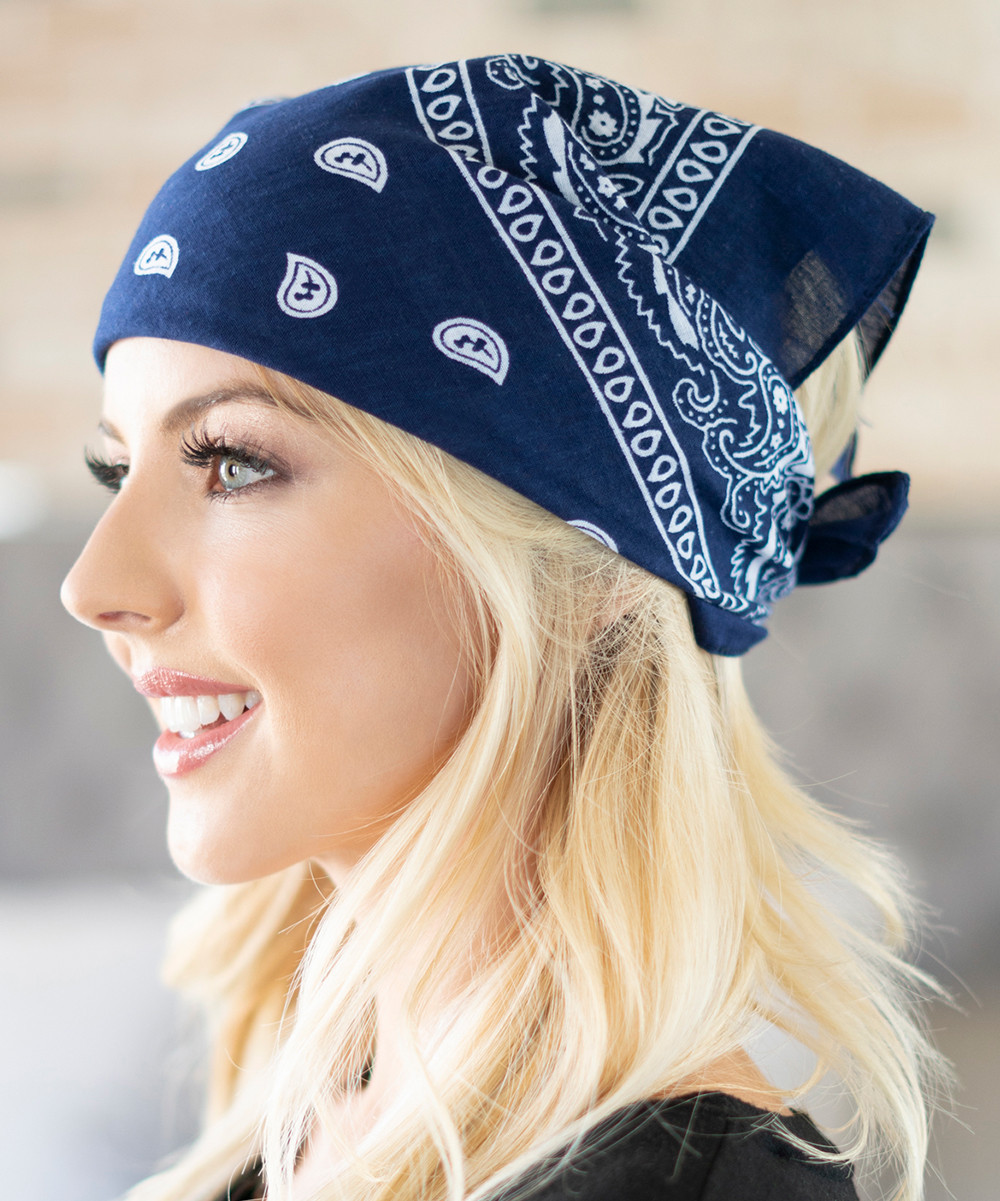 Riah Fashion Women's Headbands NAVY - Navy Paisley Bandanna - Set of 3 | Zulily