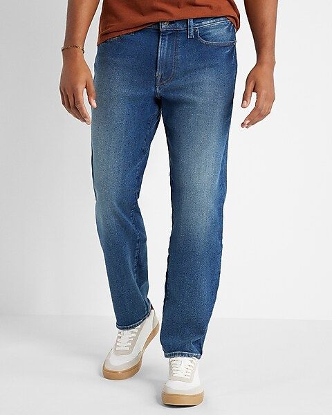 Relaxed Medium Wash Hyper Stretch Jeans | Express