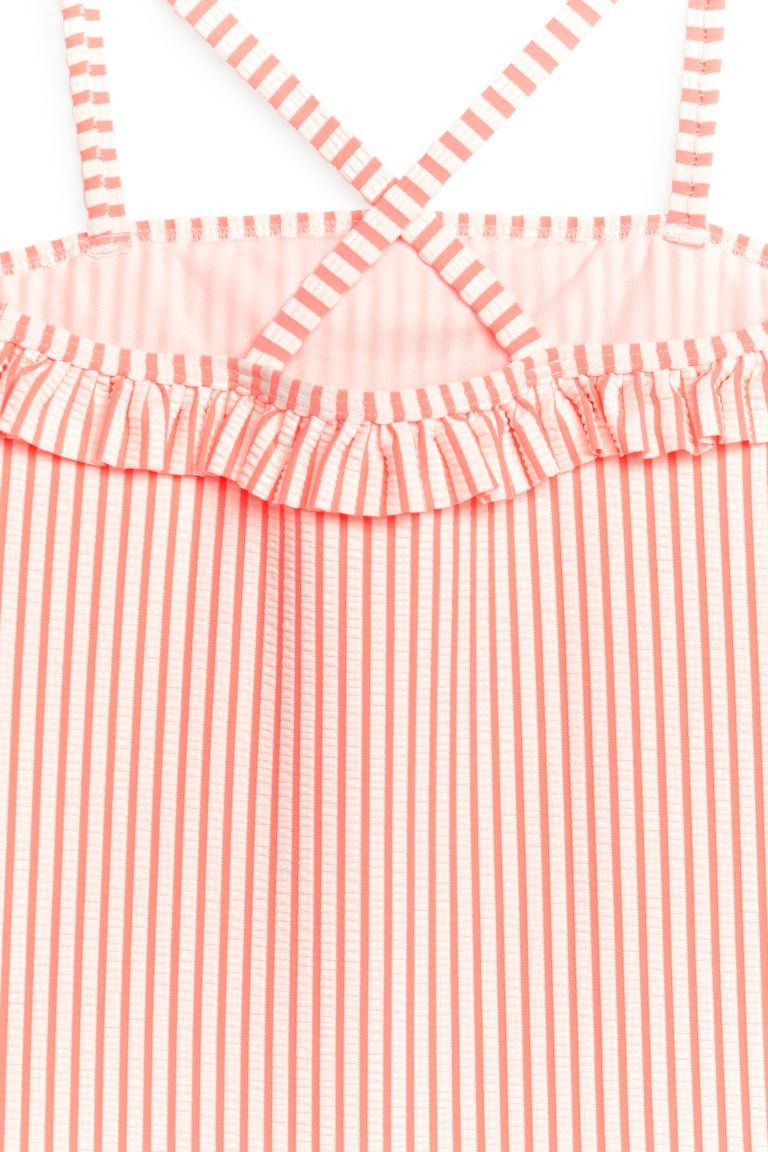 Frill Seersucker Swimsuit - Orange/Stripe - Kids | H&M GB | H&M (UK, MY, IN, SG, PH, TW, HK)