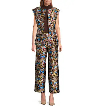 Preston & York Eliza Coordinating Crew Neckline Sleeveless Printed Mikado Vest | Dillard's | Dillard's