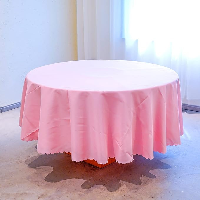 JYFLZQ Pink Round Tablecloth 90 Inch for 6 Foot Tables Machine Washable Stain Resistant Polyester... | Amazon (US)