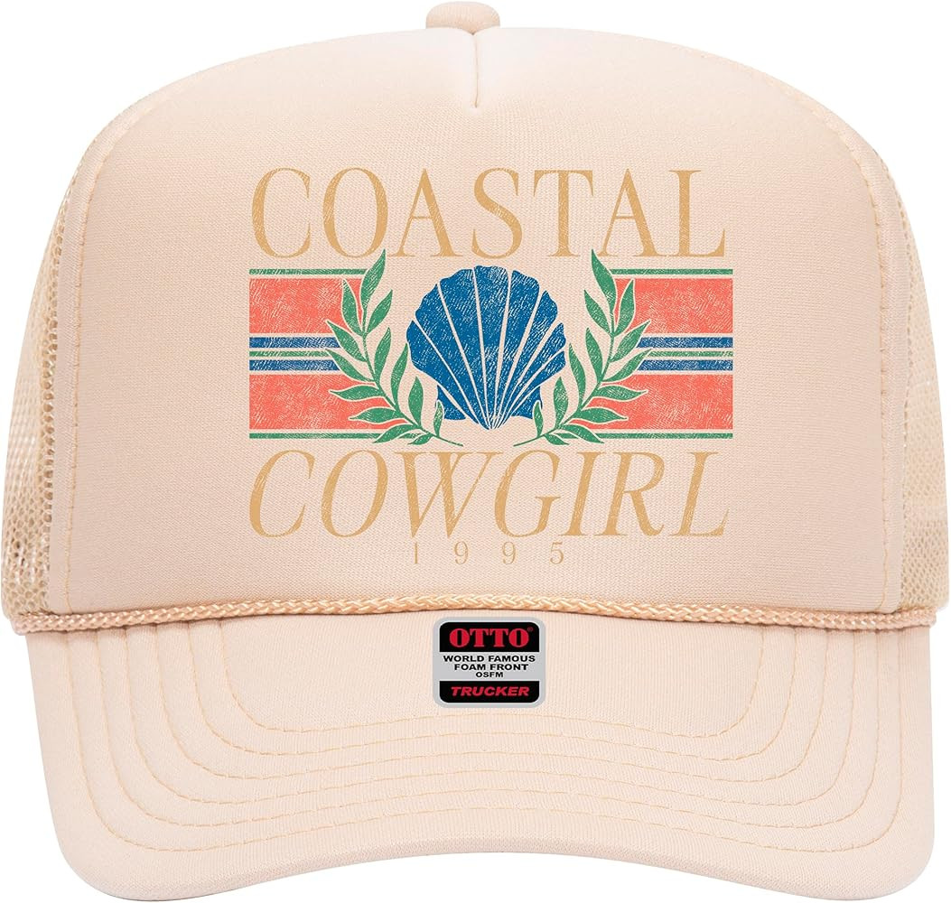 Coastal Cowgirl Trucker Hat - Premium Snapback for Men and Women - Beach Cowboy Cute Summer Weste... | Amazon (US)