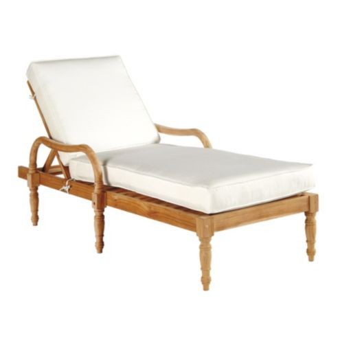 Ceylon Teak Chaise Lounge with Cushion & Hand Carved British Colonial Style | Ballard Designs, Inc.