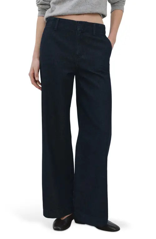 MANGO Mid Rise Wide Leg Trouser Jeans in Open Blue at Nordstrom, Size 14 | Nordstrom