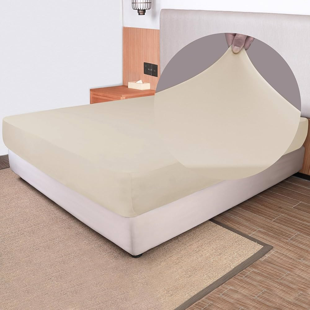 Soft Stretch Twin Fitted Sheet Only - Jersey Knit & Cozy T-Shirt Like, 4-Way Stretchy Snug Fit & ... | Amazon (US)