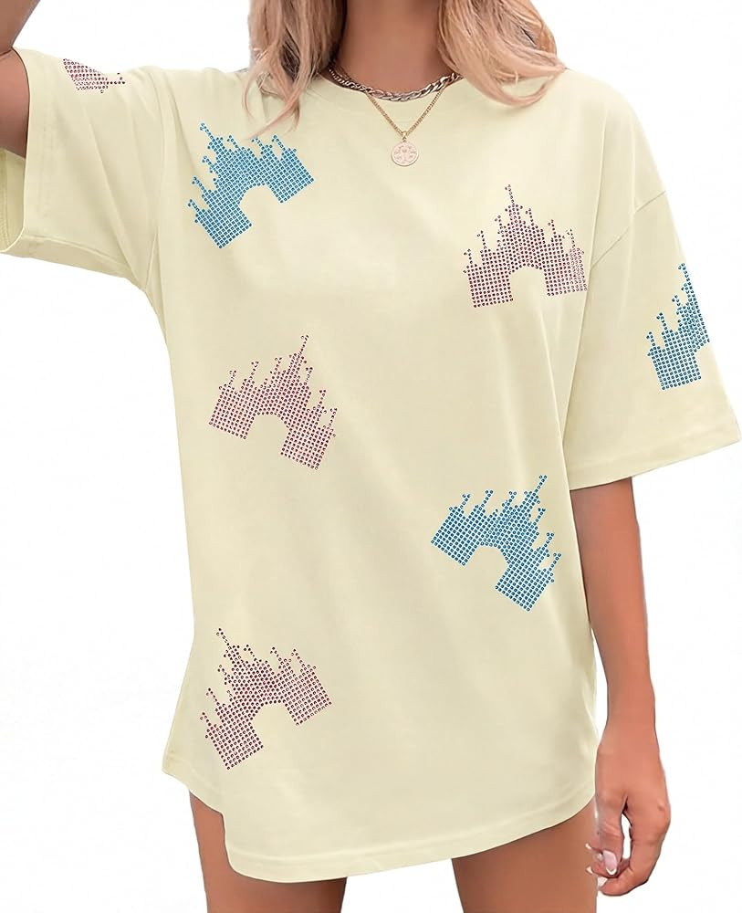 Magic Kingdom Shirts for Women Sequin Top Colorful Castle Graphic Tshirt Holiday Vacation Shirt F... | Amazon (US)