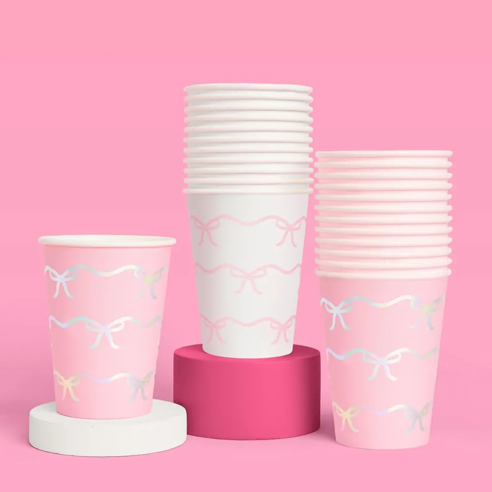 xo, Fetti Vasos de papel con lazo para decoración de fiesta, 24 vasos desechables de papel de al... | Amazon (US)