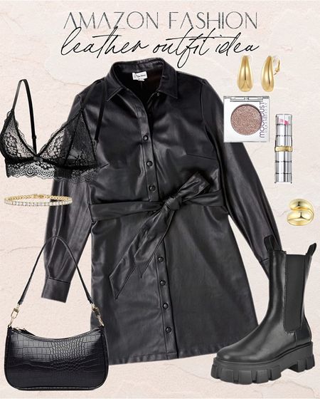 Trendy amazon leather outfit idea! #Founditonamazon #amazonfashion // Amazon fashion outfit inspiration, night out look, leather dress, mid calf boots, edgy outfit idea, amazon outfit idea

#LTKitbag #LTKstyletip #LTKsalealert