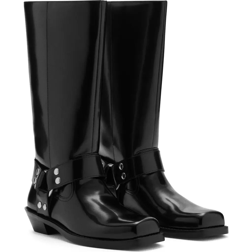 MANGO Patent Engineer Boot in Black at Nordstrom, Size 9.5Us | Nordstrom