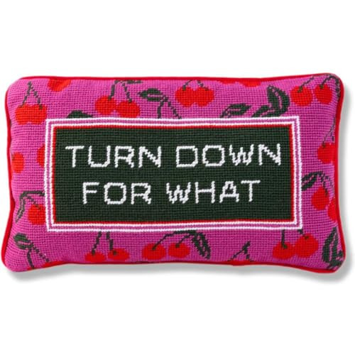 FURBISH Needlepoint Decorative Throw Pillow - Turn Down - 9" x 15" - Small Embroidered Accent Pillow for Bed, Chair, Couch, Sofa - Aesthetic Room Decor | Amazon (US)
