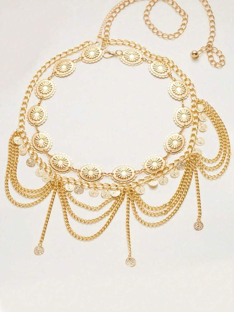 Gold waist coin layered  chain | SHEIN
