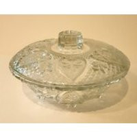 Vintage Clear Glass Candy Dish with Lid and Hearts Pattern | Etsy (US)