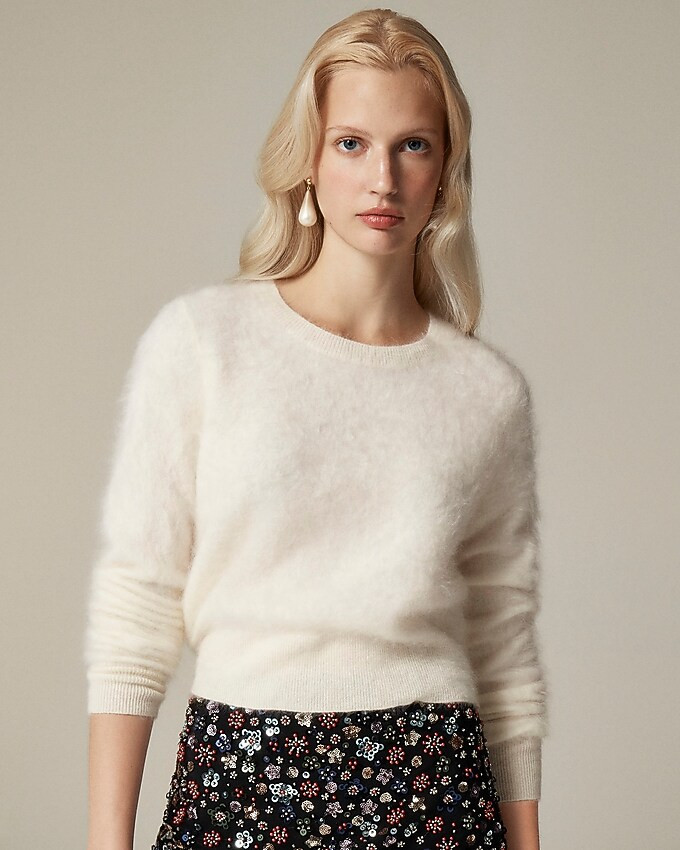 Brushed cashmere shrunken crewneck sweater | J. Crew US