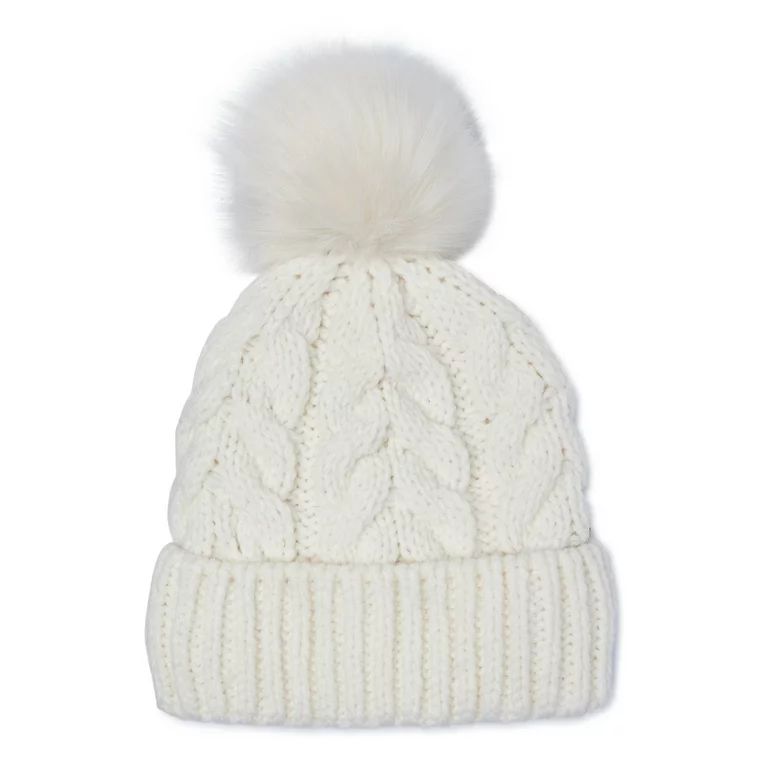 Time and Tru Women’s Cable Knit Pom Beanie | Walmart (US)