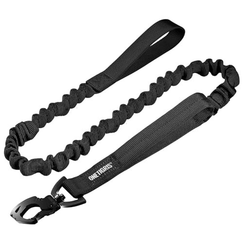 OneTigris Tactical Dog Training Bungee Leash with 2 Control Handle Quick Release Nylon Leads Rope (Black) | Amazon (US)
