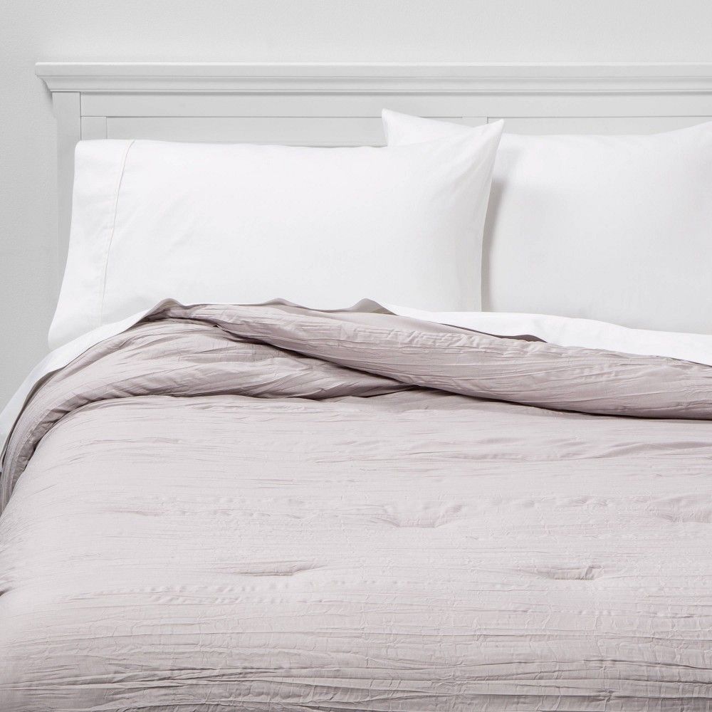 Full/Queen Crinkle Texture Comforter Gray - Room Essentials | Target