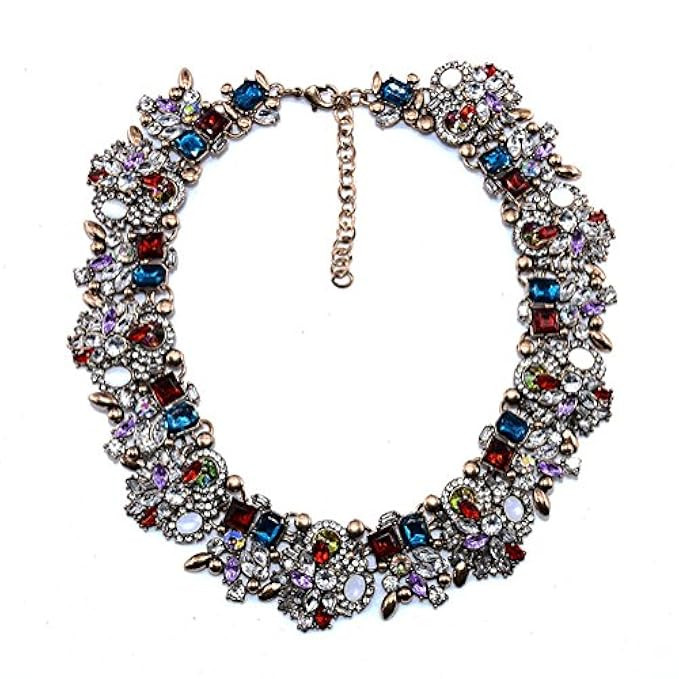 Kexuan Multicolored Crystal Statement Necklaces Beautiful And Elegant In Retro Style | Amazon (US)