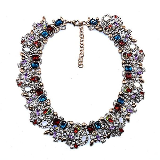 Kexuan Multicolored Crystal Statement Necklaces Beautiful And Elegant In Retro Style | Amazon (US)