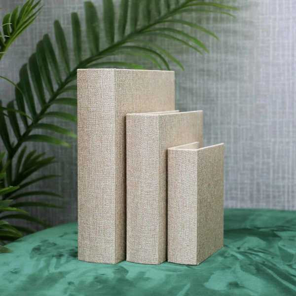 Tan Linen Book Box, 11" | At Home