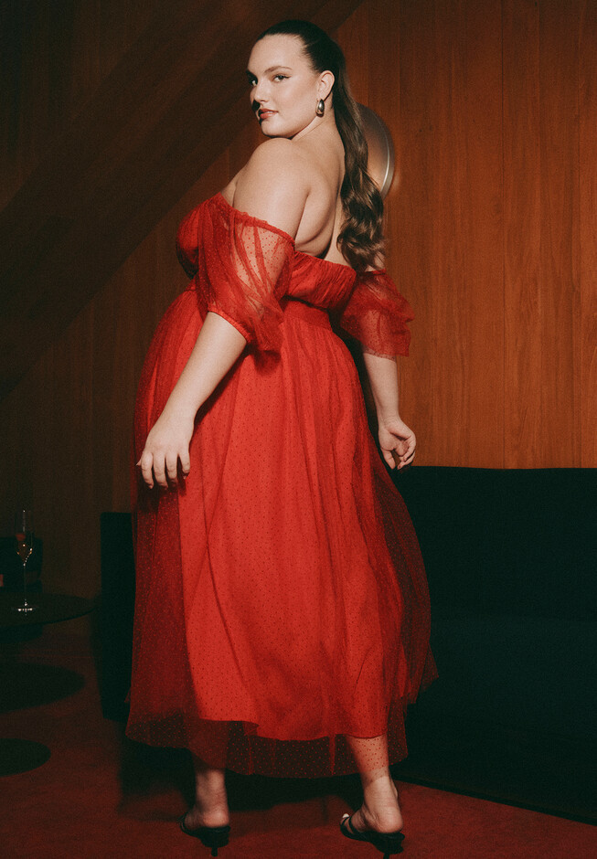 Puff Sleeve Tulle Flare Dress | Eloquii