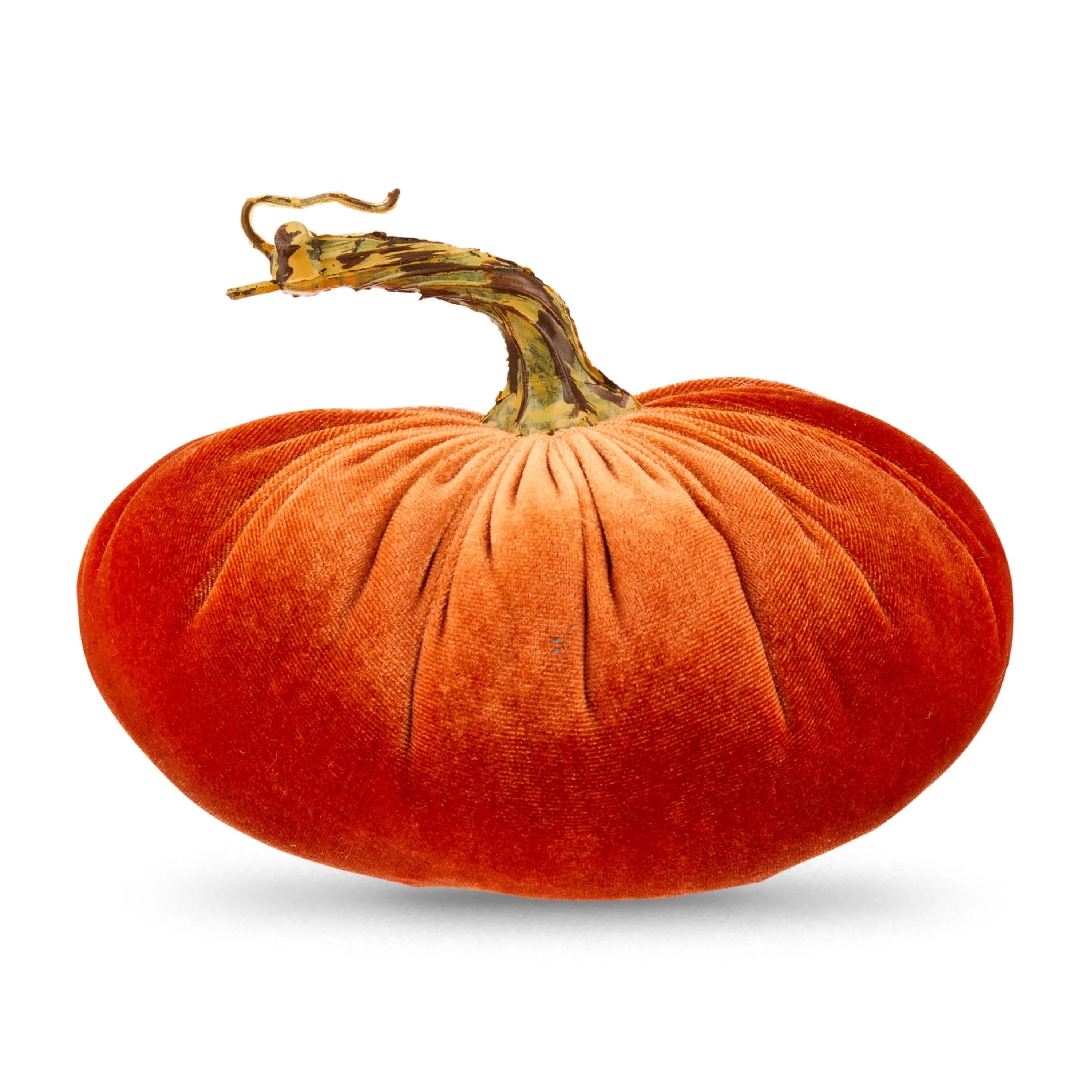Halloween Orange Fabric Pumpkin Decoration, 6 in L x 6 in W x 5 in H, by Way To Celebrate | Walmart (US)