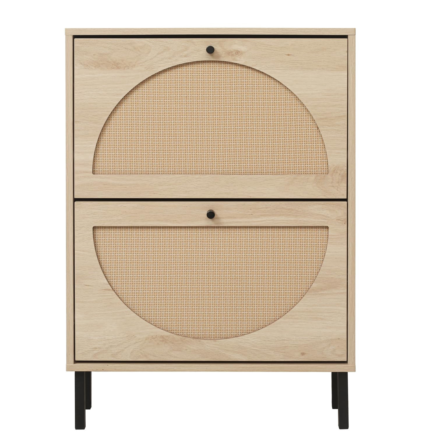 ZeHuoGe Rattan Shoe Cabinet with 2 Flip Drawers, Narrow Hidden Entrance Hallway Free Standing Sho... | Amazon (US)