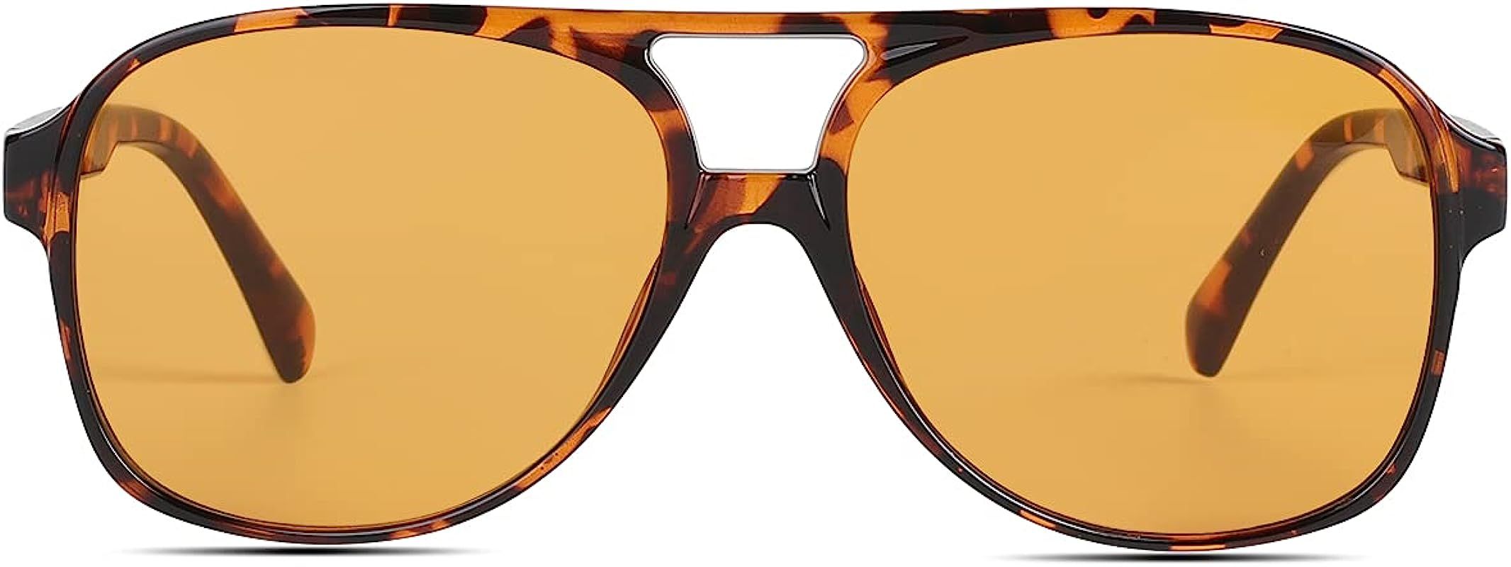 Vintage Retro 70s Sunglasses for Women Men Classic Large Squared Aviator Frame UV400 Trendy Orange G | Amazon (US)