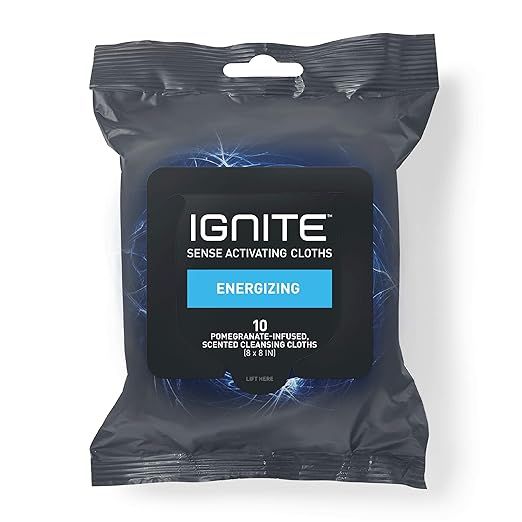 Ignite Mens Body Wipes, Shower Wipes With Bold Energizing Scent, 10 Wipes, Great for After Gym Wi... | Amazon (US)