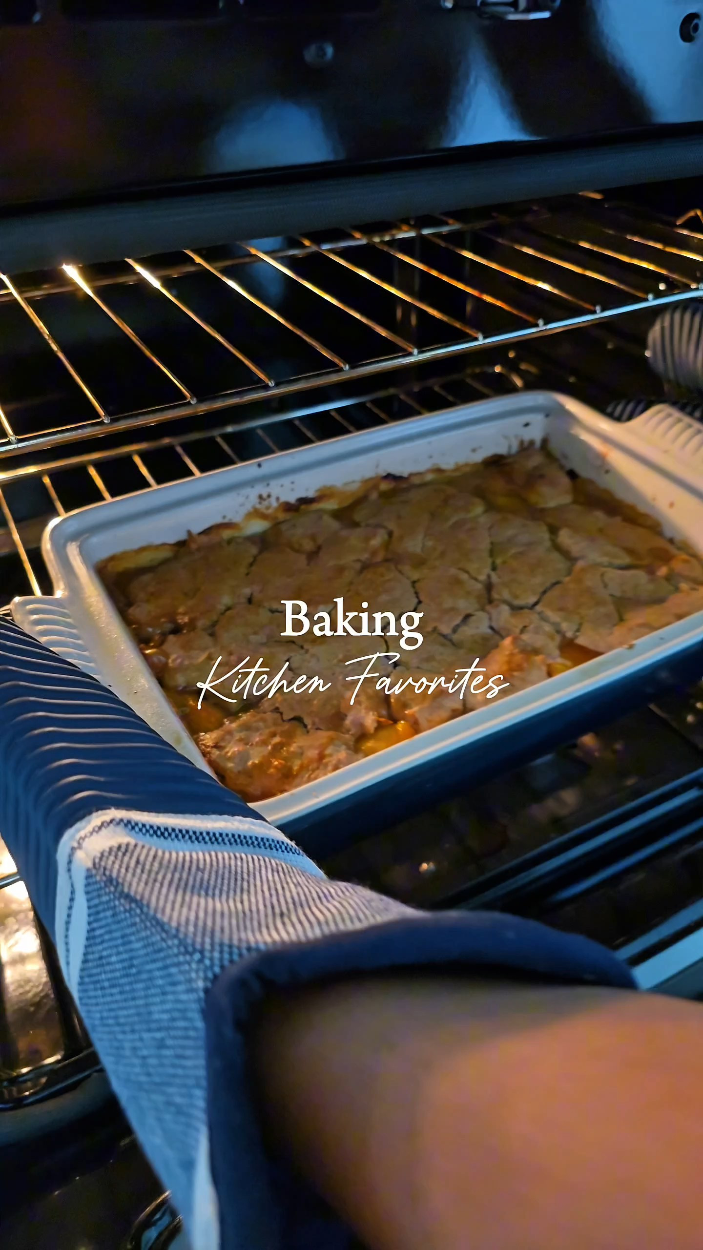 Just baked a delicious peach cobbler for dessert with fresh peaches 🍑 What's your favorite summer dessert? #lecreuset #kitchenfinds #kitchenfavorites #baking 

#LTKHome #LTKFamily