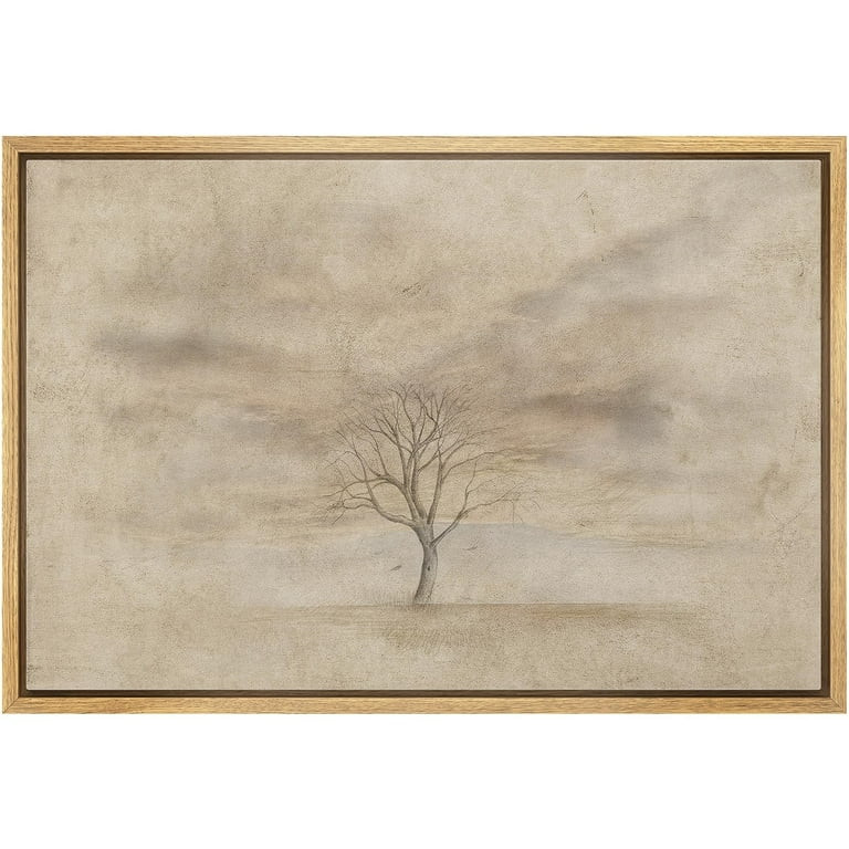 IDEA4WALL Framed Canvas Art Wall Decor Minimalist Bare Tree Landscape in Neutral Tones Home Wall ... | Walmart (US)