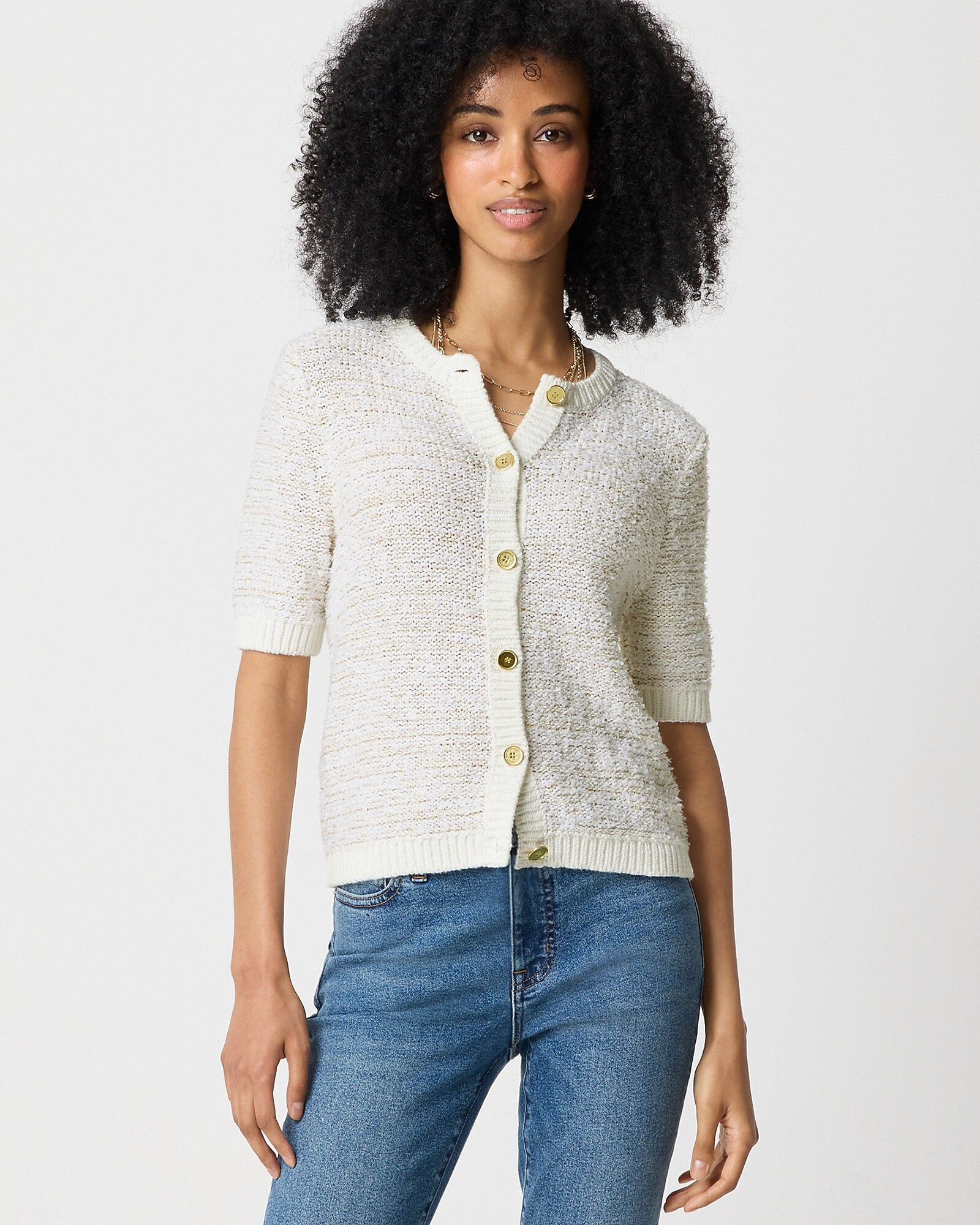 Shimmer-texture cardigan sweater | J.Crew Factory