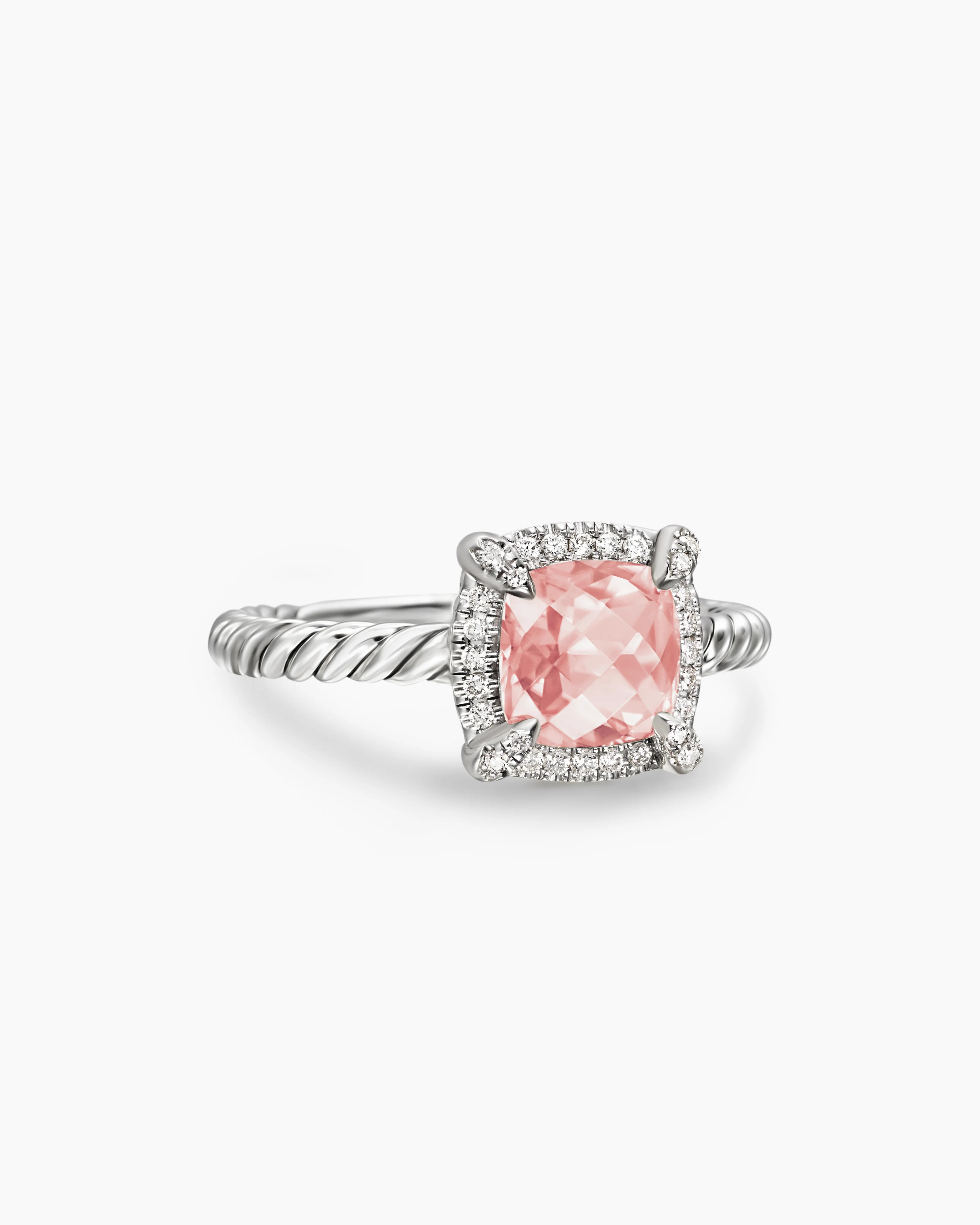 David Yurman | Petite Chatelaine® Pavé Bezel Ring in Sterling Silver with Morganite and Diamond... | David Yurman