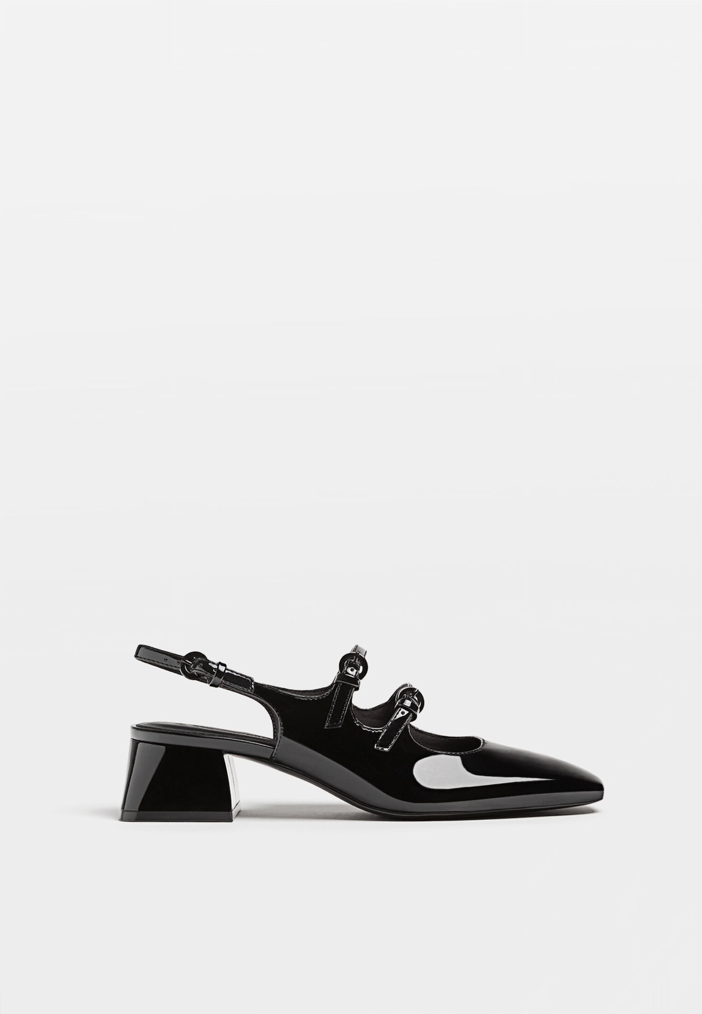Black high-heel slingback ballerina-style shoes | Stradivarius (UK)