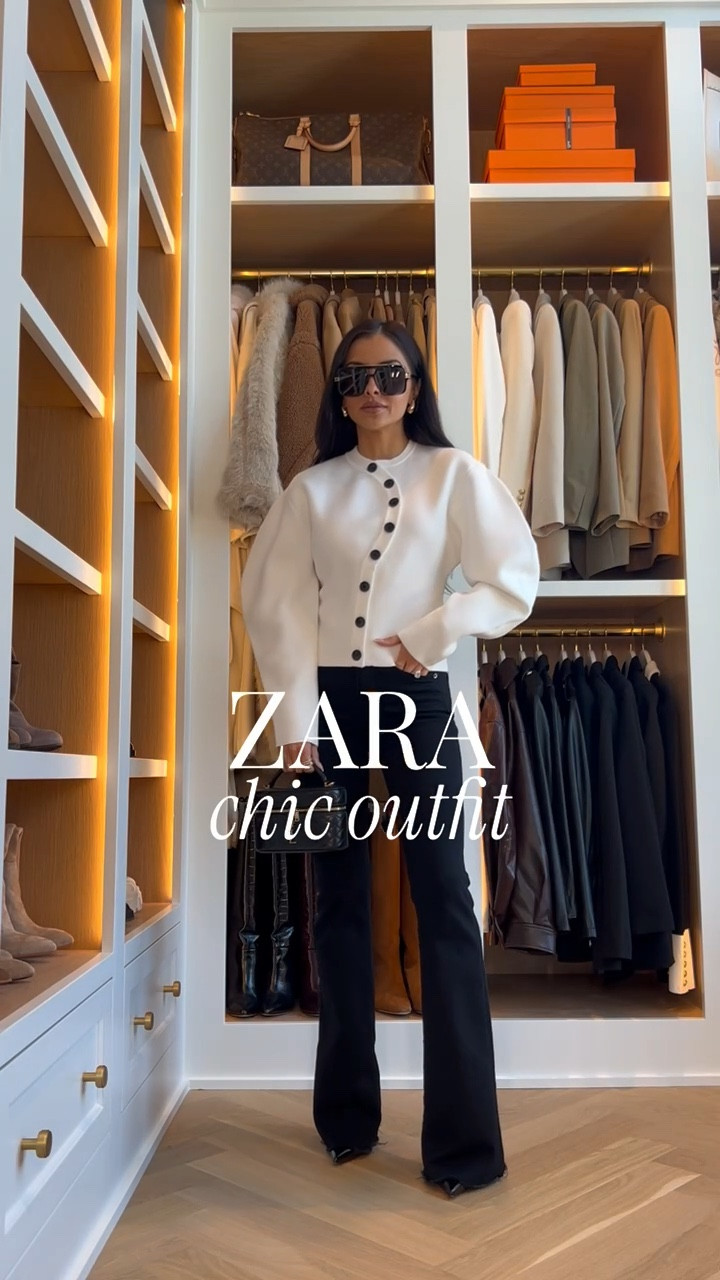 Chic Zara outfit that feels timeless and polished. A white knit sweater with black buttons adds that classic Parisian touch, styled with Veronica Beard Beverly black flare denim for an elongating, ultra flattering silhouette. Finished with a YSL purse for a refined, elevated everyday look that never goes out of style.

Zara Top - Wearing an XS
Veronica Beard Beverly black flare denim wearing a 24, runs TTS.

miamiamine chic zara outfit white knit sweater black flare jeans veronica beard beverly denim date night outfit inspiration parisian inspired fashion elevated basics luxury handbag outfit timeless minimalist wardrobe staples

#LTKootd #LTKOver40 #LTKPetite