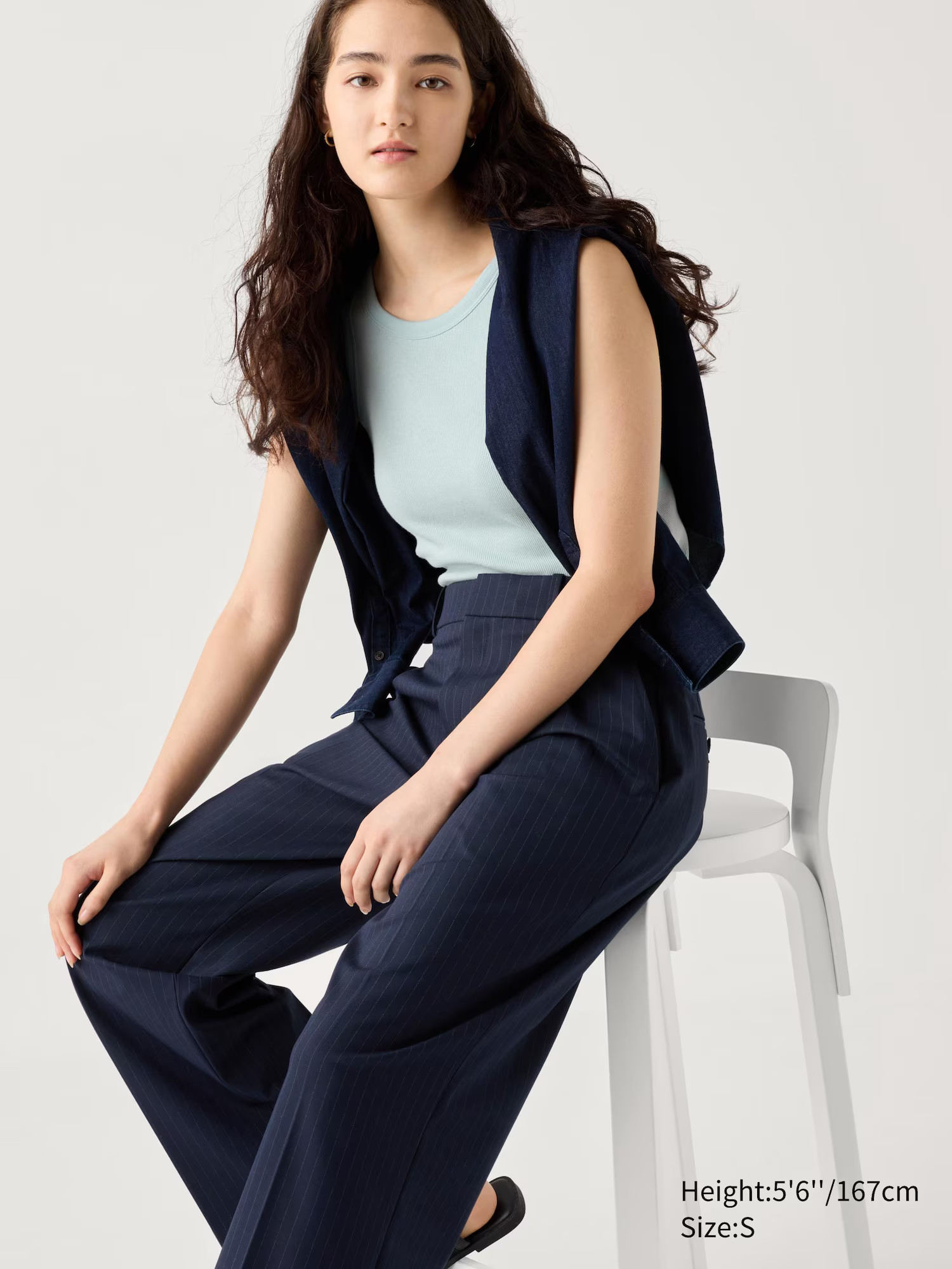 Pleated Wide Trousers (Stripe) | UNIQLO (UK)