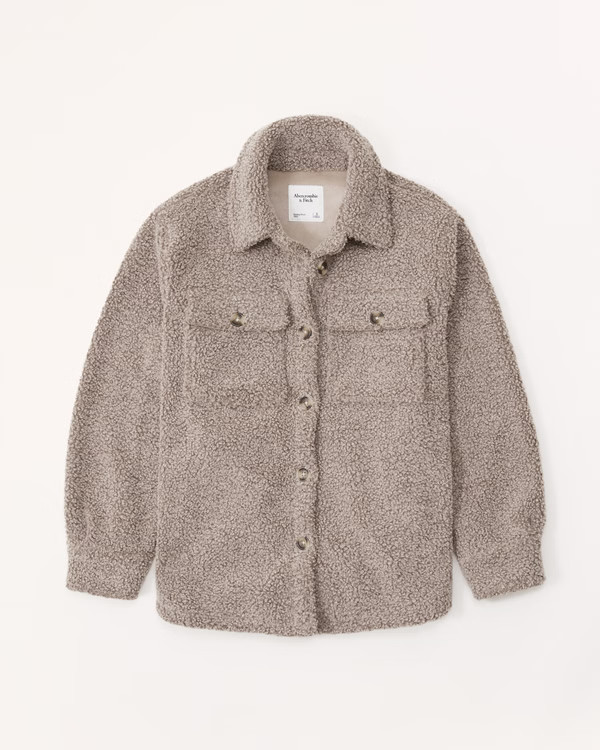 Women's Sherpa Shirt Jacket | Women's Clearance | Abercrombie.com | Abercrombie & Fitch (US)