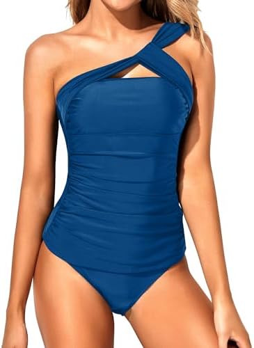 Tempt Me Two Piece Tankini Bathing Suits for Women One Shoulder Swim Top with Bottom Swimsuits | Amazon (US)