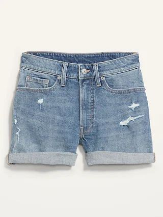 Curvy High-Waisted OG Straight Button-Fly Jean Shorts for Women -- 3-inch inseam | Old Navy (US)