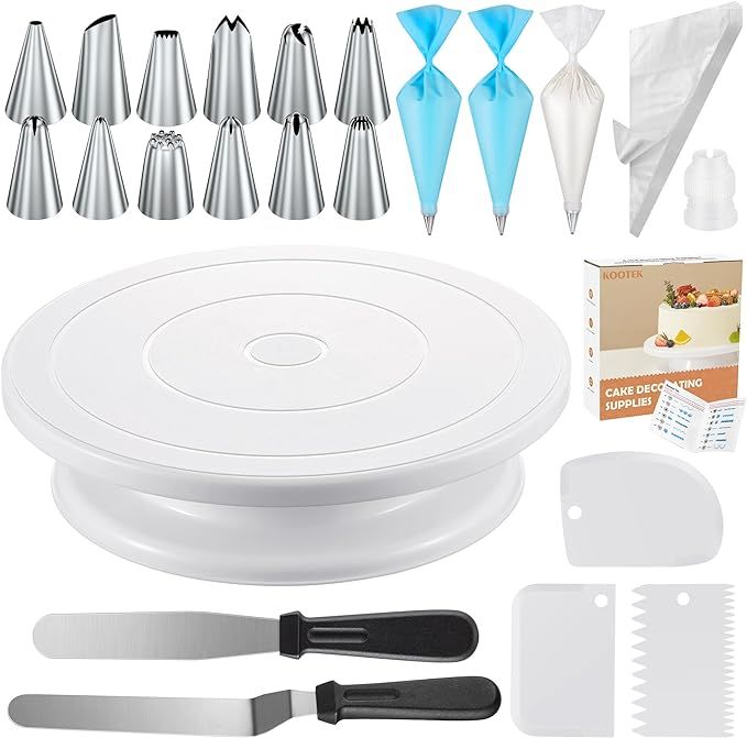 Kootek 71PCs Cake Decorating Supplies Kit with Cake Turntable, 12 Numbered Icing Piping Tips, 2 S... | Amazon (US)